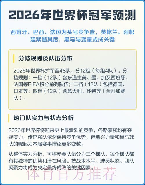 2026年世界杯赛事预测实时查询入口